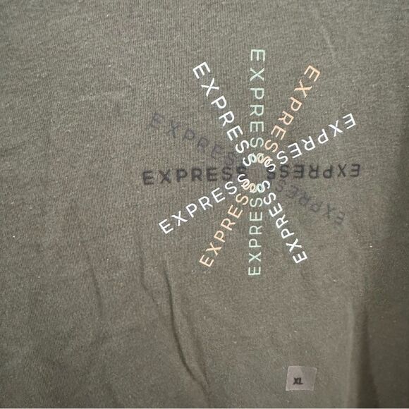 Express army green circle of logos long sleeve tshirt size XL NWT - Picture 2 of 6